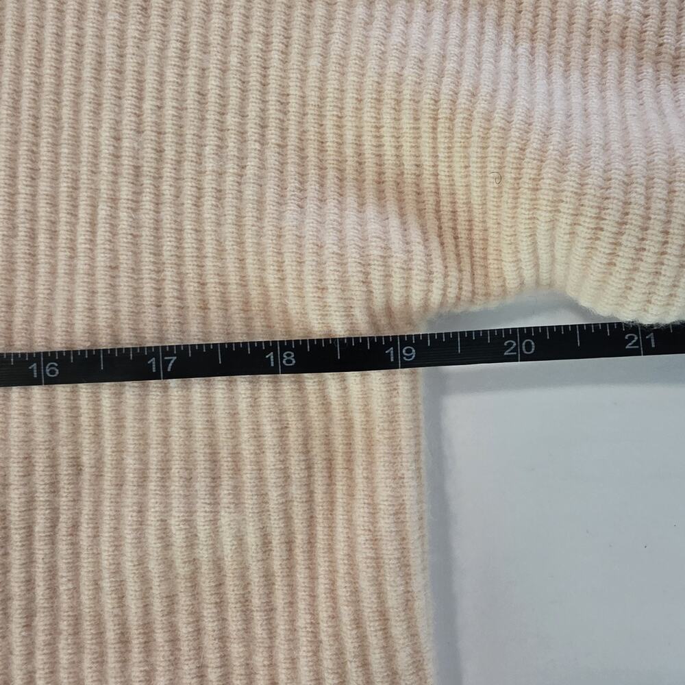 Garnet Hill M 100% Cashmere Sweater Cream Ribbed Short Sleeve Asymmetrical Hem - Picture 6 of 8